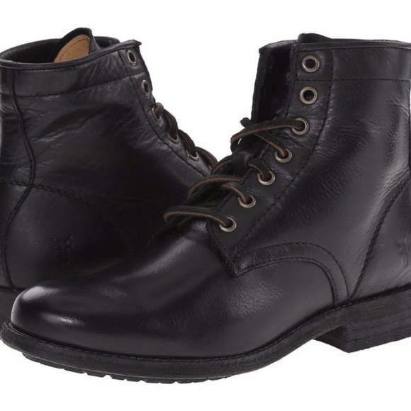 black womens boots lace up